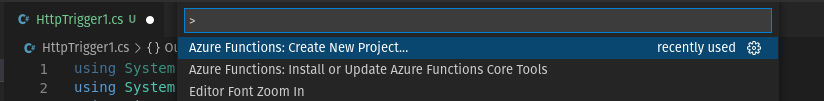 Azure Functions: Create New Project