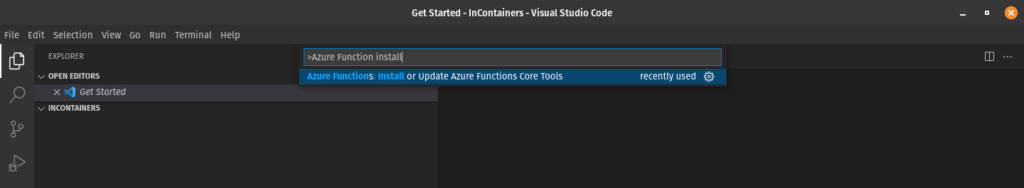 Azure Function Install w Visual Studio Code